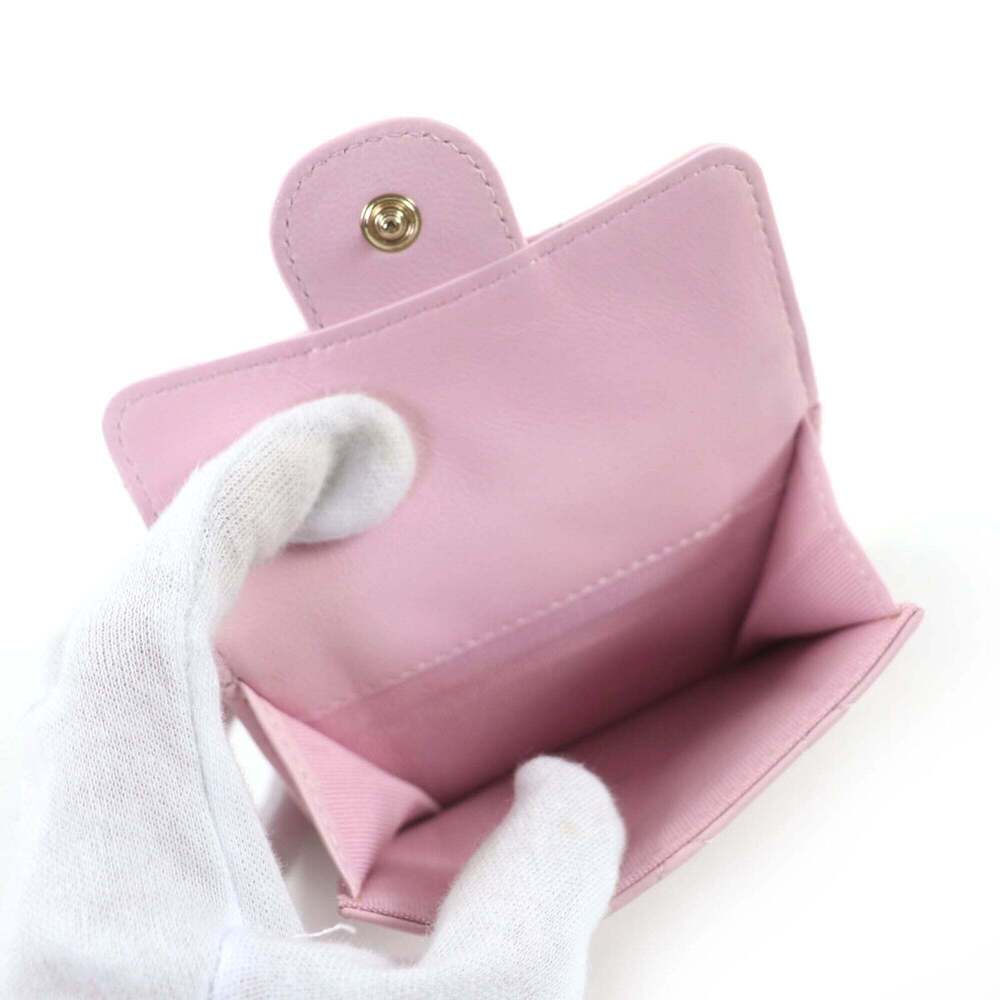 CHANEL Pink Lambskin Leather Logo Wallet - Picture 6 of 13